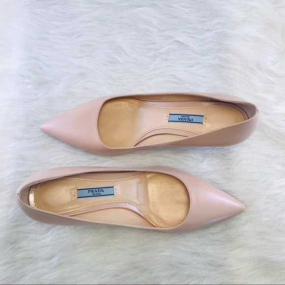 PRADA Saffiano Textured Patent Leather Pumps Blush - Picture 2 of 8